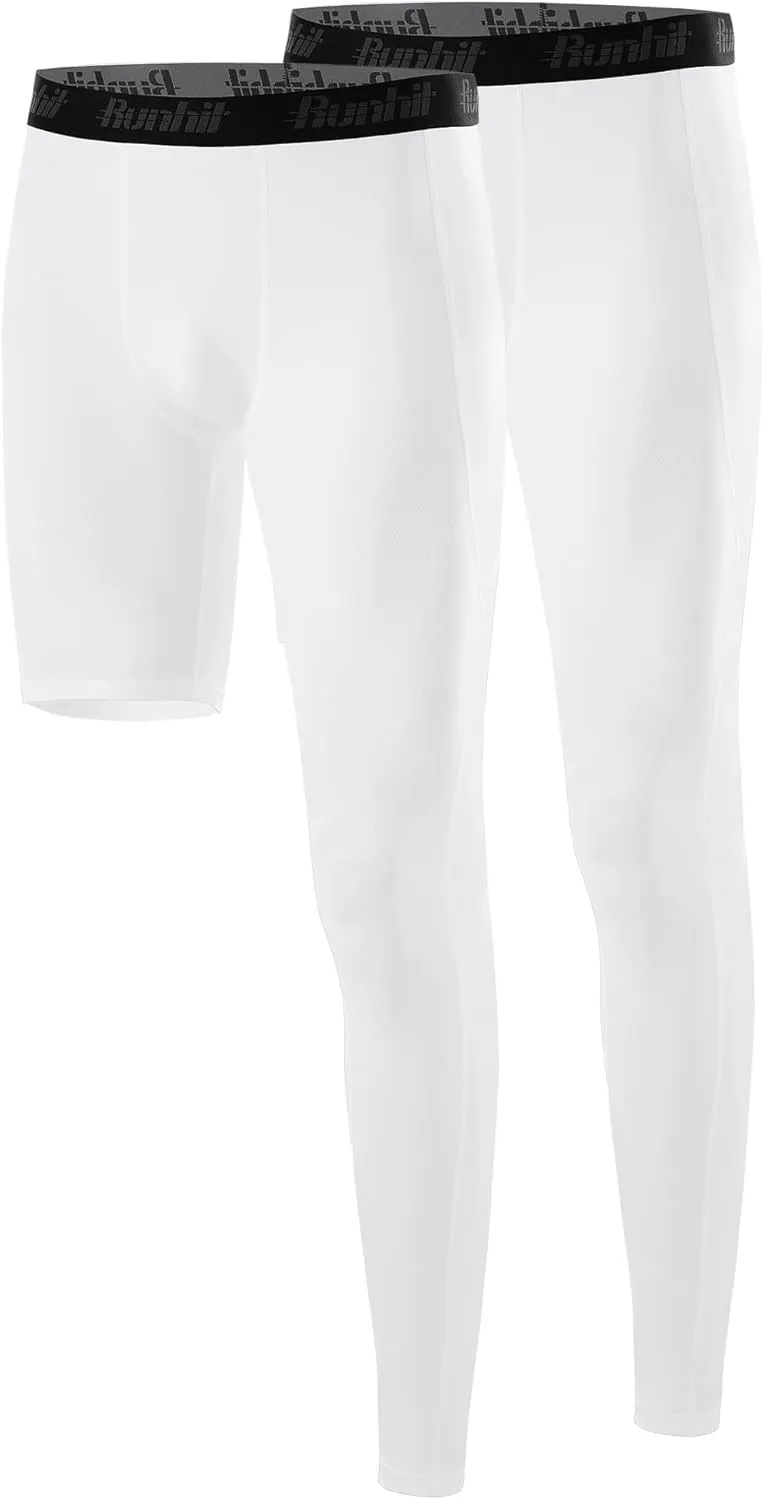 Runhit Men's Basketball One Leg Compression Tights Full Length Single Leg Compression Pants Sports Base Layer Underwear