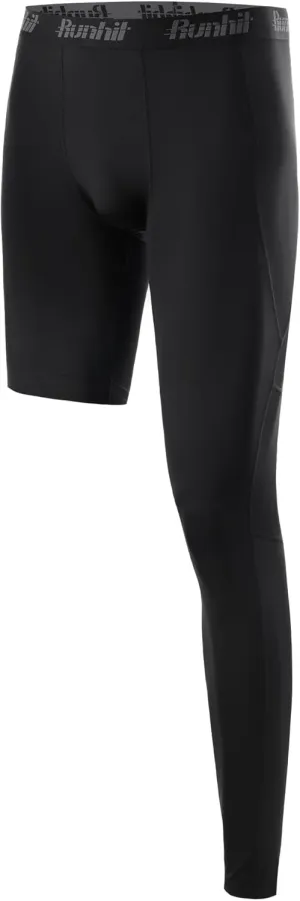 Runhit Men's Basketball One Leg Compression Tights Full Length Single Leg Compression Pants Sports Base Layer Underwear