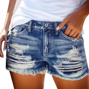 Rvidbe Jean Shorts Womens High Waisted Stretchy Women's High Waisted Ripped Stretchy Denim Hot Short Summer Jean Shorts Denim Shorts Women Stretchy