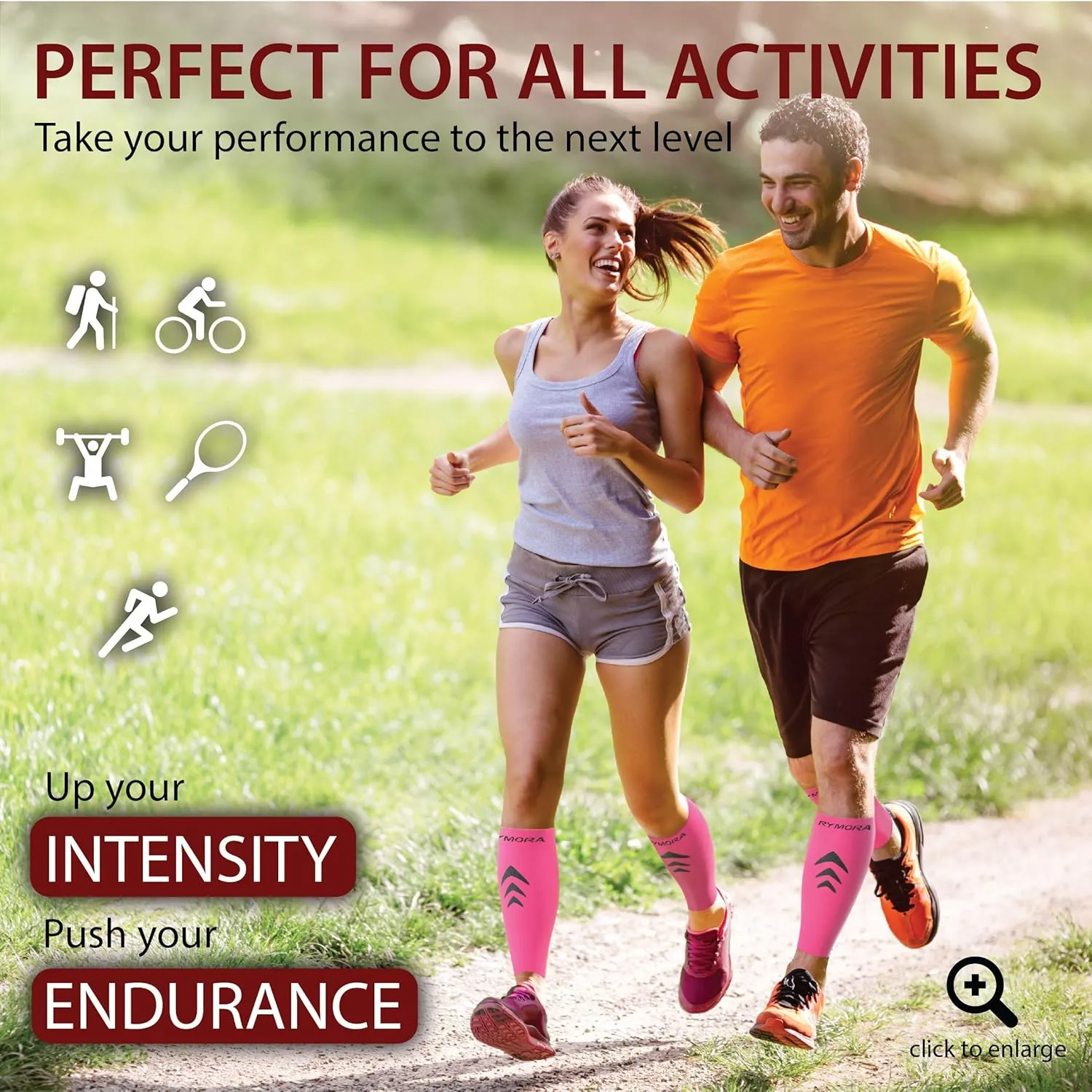 Rymora Calf Compression Sleeves Men Women - Leg Compression Sleeve Footless Socks - Shin Splint Relief Fitness Running