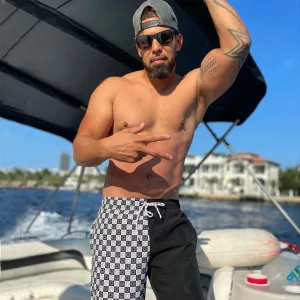 Salty Savage Men’s “Spliced Smile” Two Tone Gym & Swim Shorts
