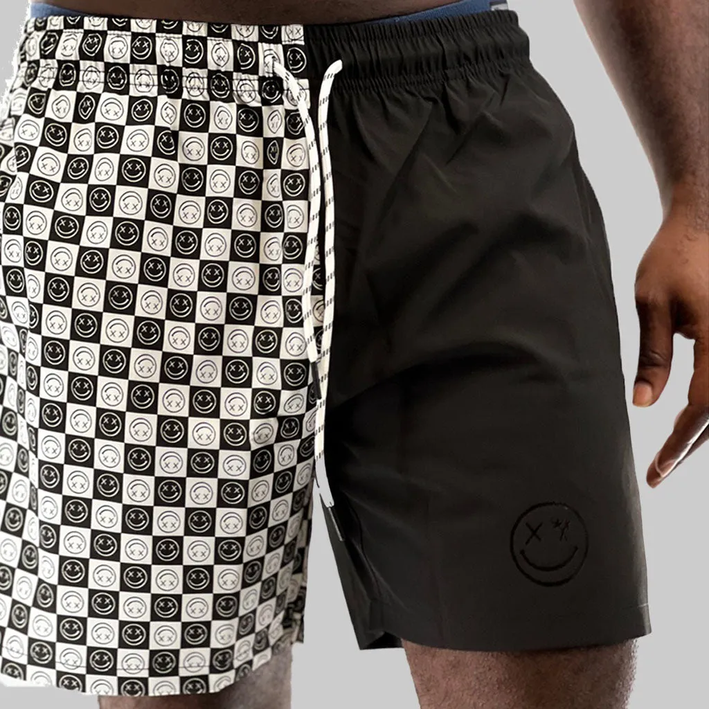Salty Savage Men’s “Spliced Smile” Two Tone Gym & Swim Shorts
