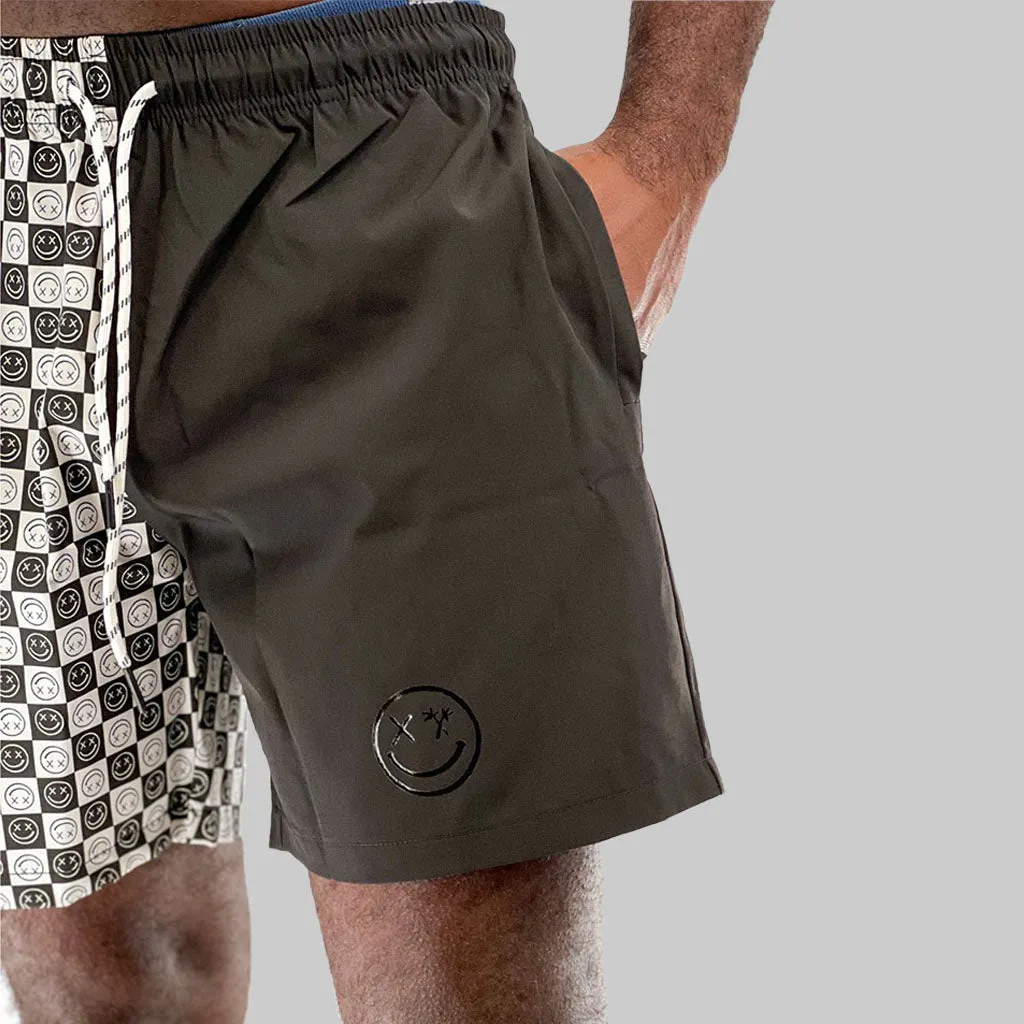 Salty Savage Men’s “Spliced Smile” Two Tone Gym & Swim Shorts