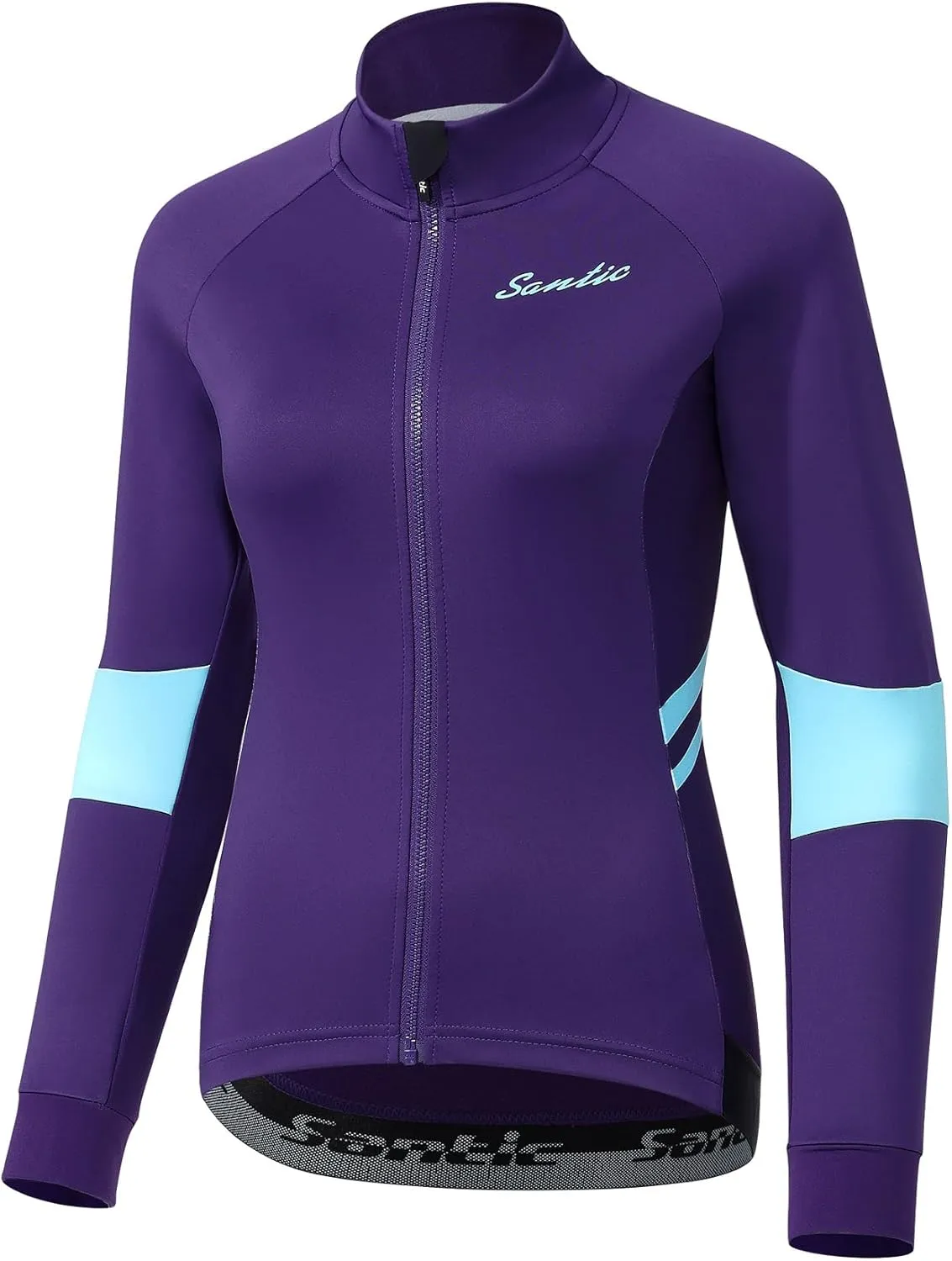 Santic Women's Cycling Jacket Thermal Windproof Windbreaker Reflective Lightweight with Pockets for Biking Running