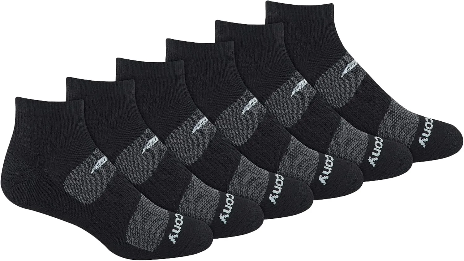 Saucony Men's RunDry Mesh Ventilating Comfort Fit Performance Quarter Socks, Multipack