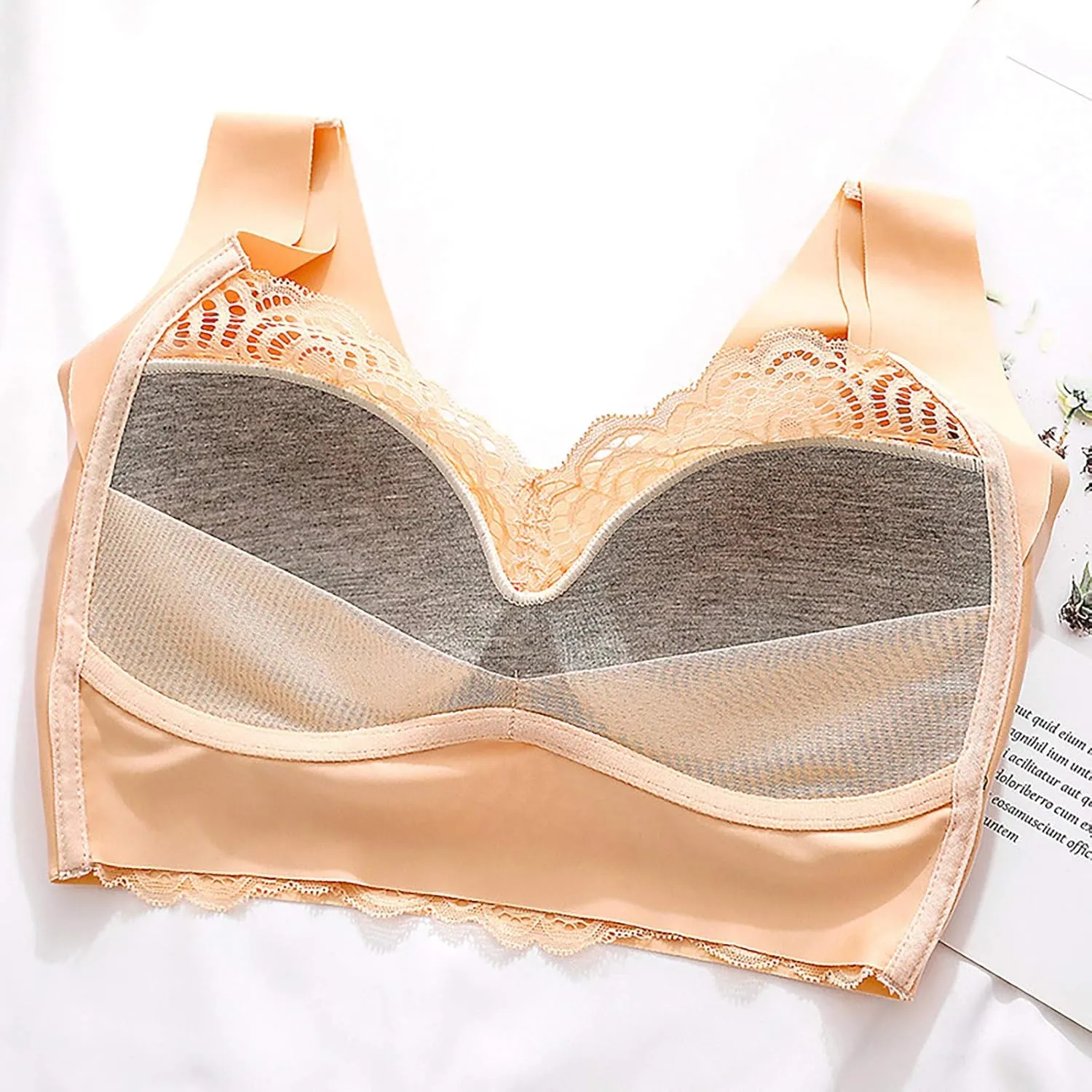 Seamless Bras for Women Padded No Underwire Bras Lace Breathable Push Up Bralette Comfort Bra