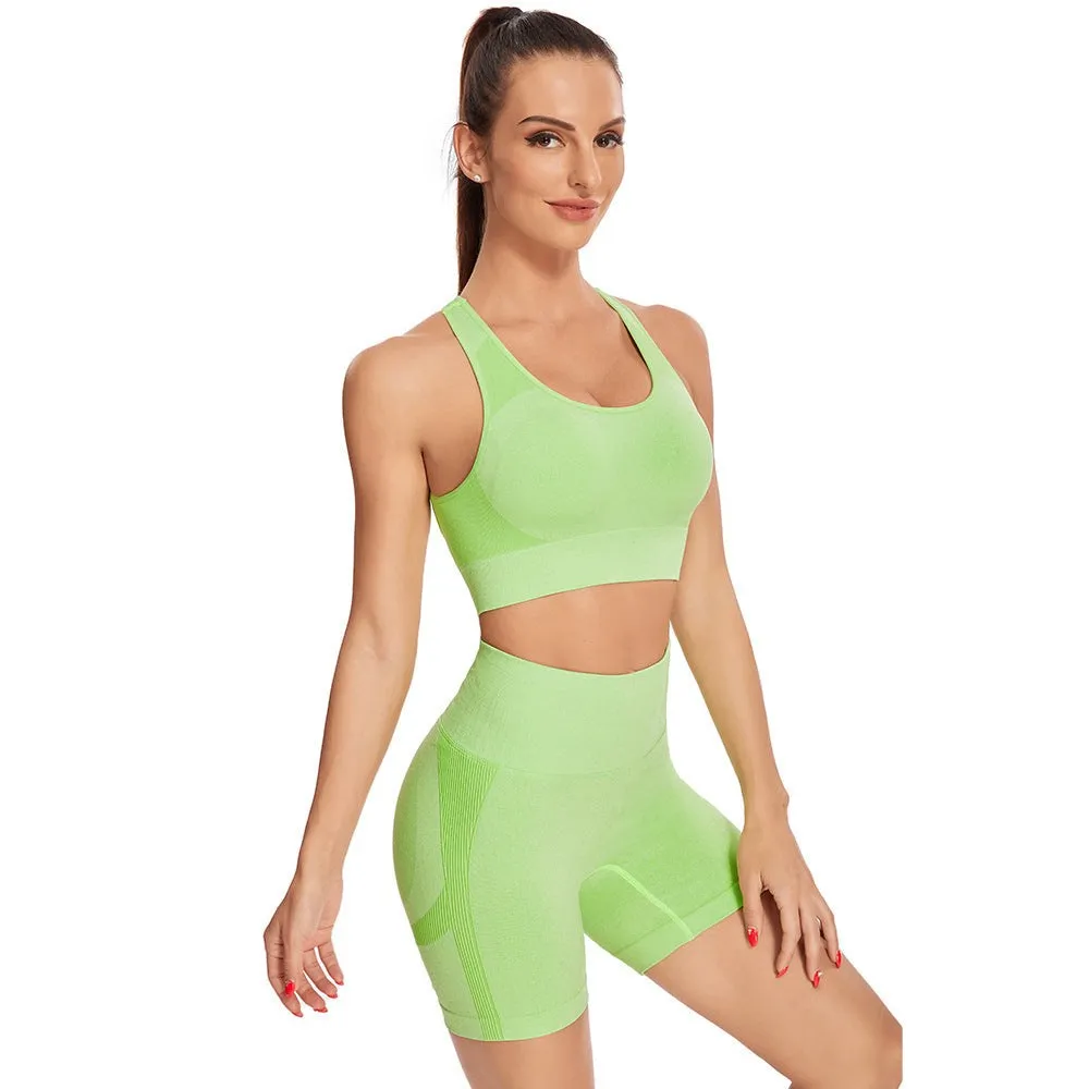 Seamless Knitted Suit Women Sexy & Sporty Yoga Short Workout Set