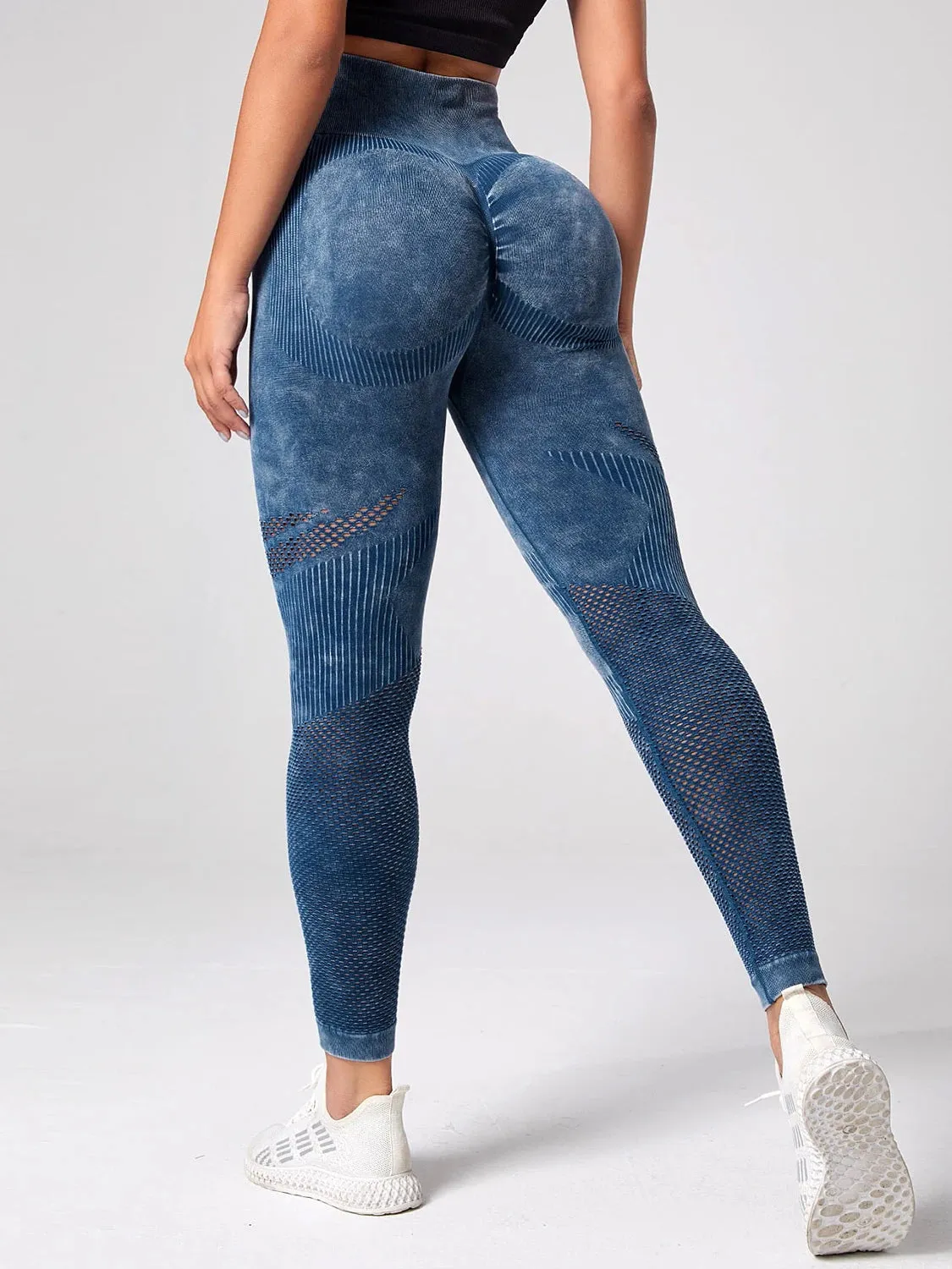 Seamless Leggings Women Sexy Hollowed Out Yoga Pants Fitness High Waisted Leggings for Gym Cycling and Jogging Sports