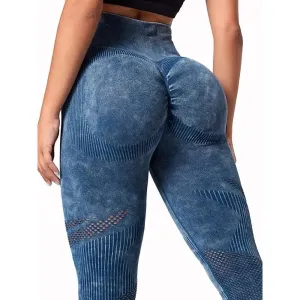 Seamless Leggings Women Sexy Hollowed Out Yoga Pants Fitness High Waisted Leggings for Gym Cycling and Jogging Sports