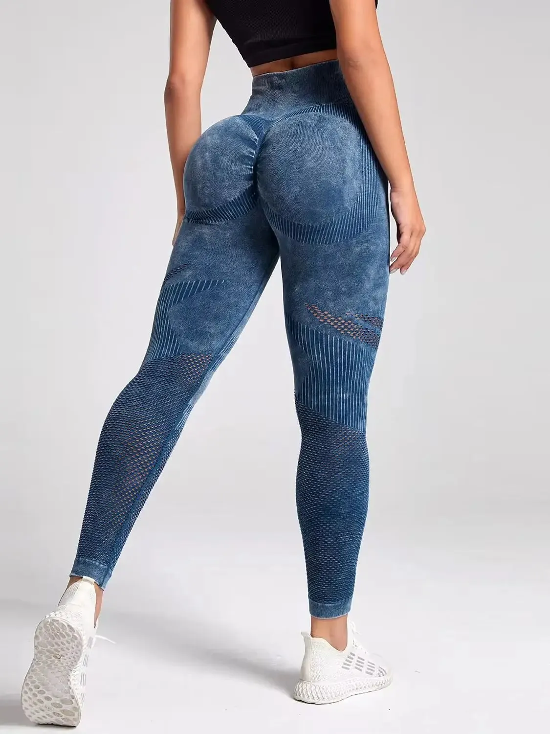 Seamless Leggings Women Sexy Hollowed Out Yoga Pants Fitness High Waisted Leggings for Gym Cycling and Jogging Sports