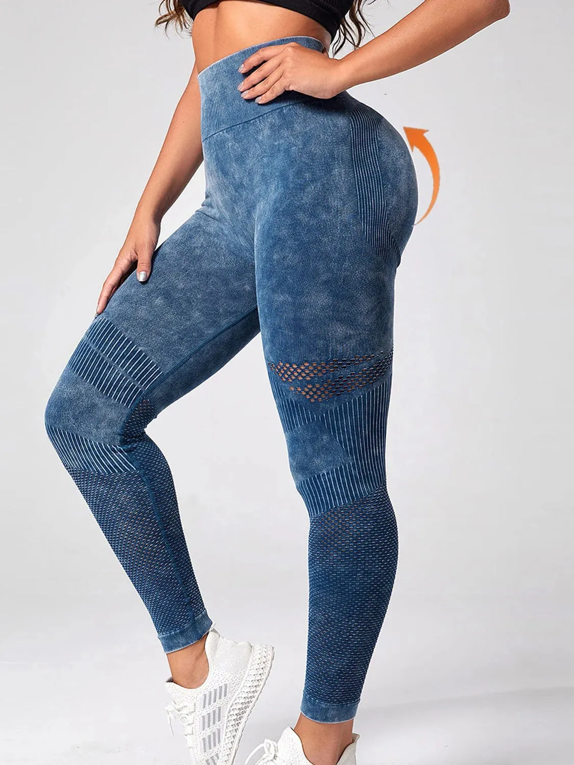 Seamless Leggings Women Sexy Hollowed Out Yoga Pants Fitness High Waisted Leggings for Gym Cycling and Jogging Sports