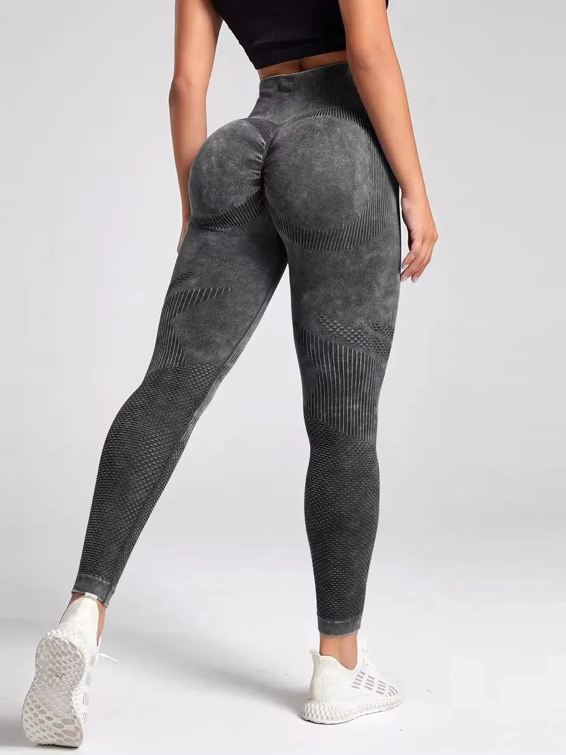 Seamless Leggings Women Sexy Hollowed Out Yoga Pants Fitness High Waisted Leggings for Gym Cycling and Jogging Sports