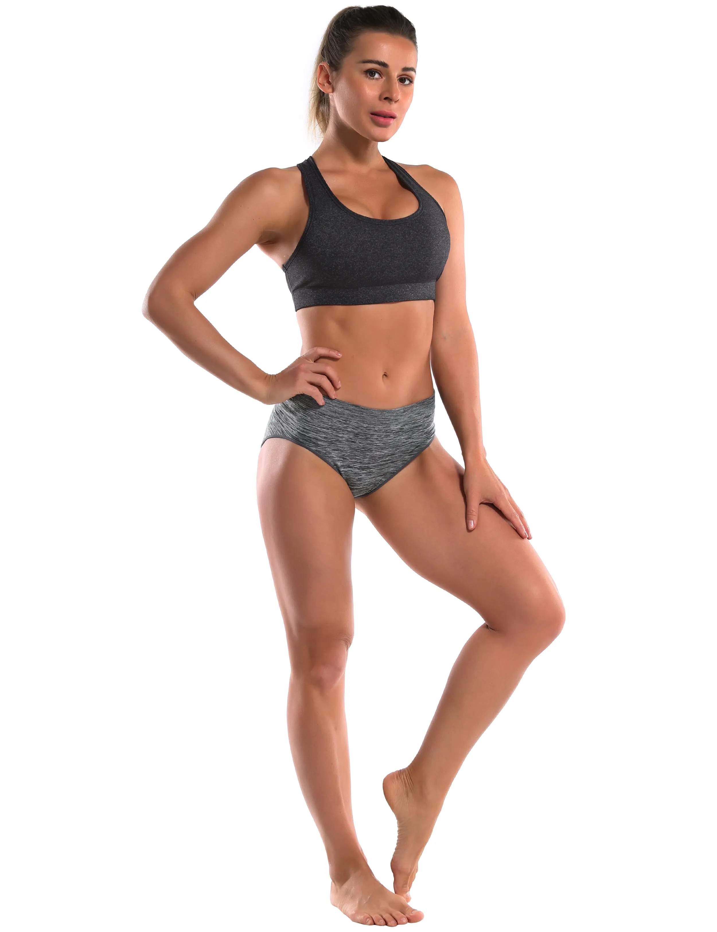 Seamless Sports Bikini Underwear heathercharcoal_yogastudio