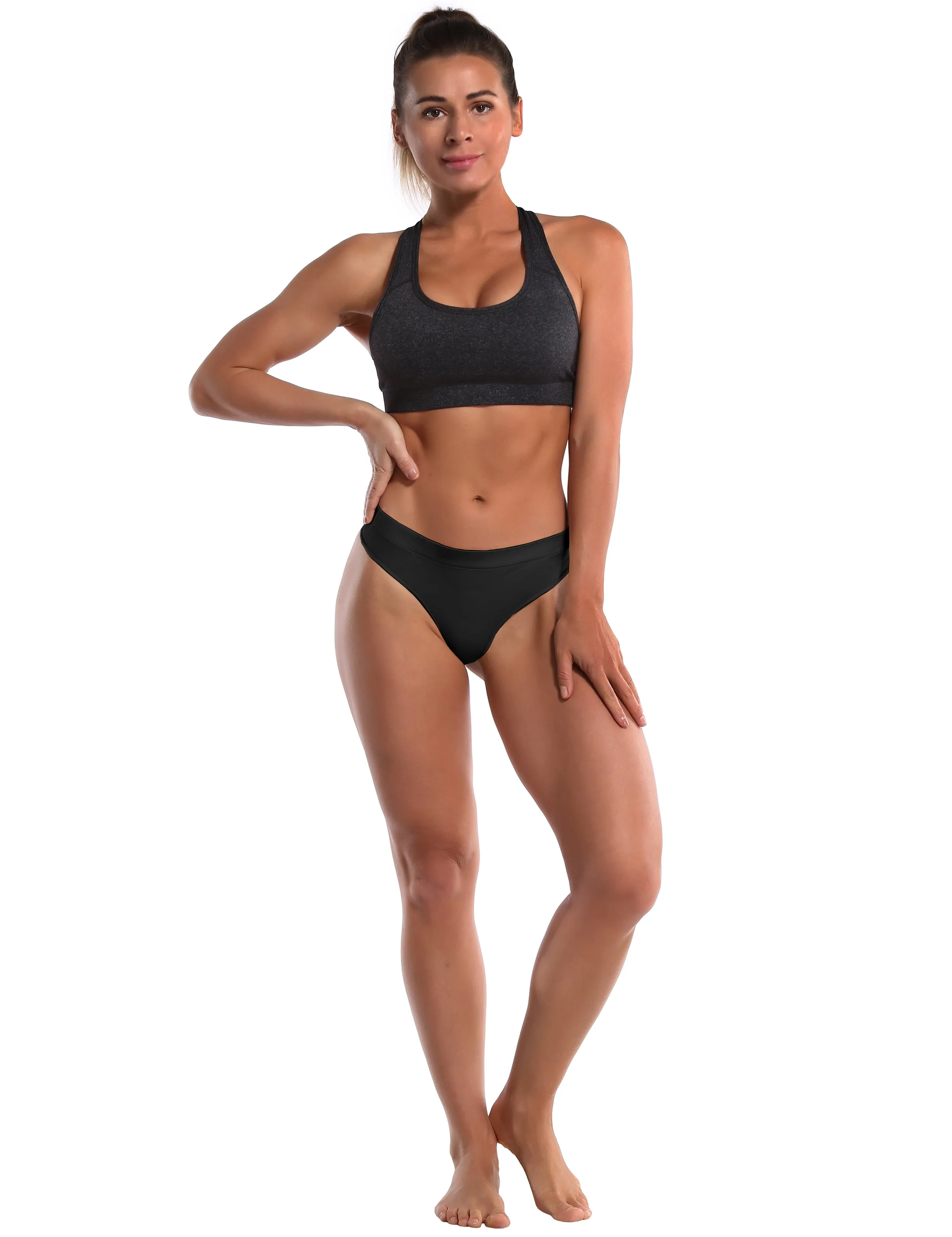Seamless Sports Thongs Underwear black_Plus Size