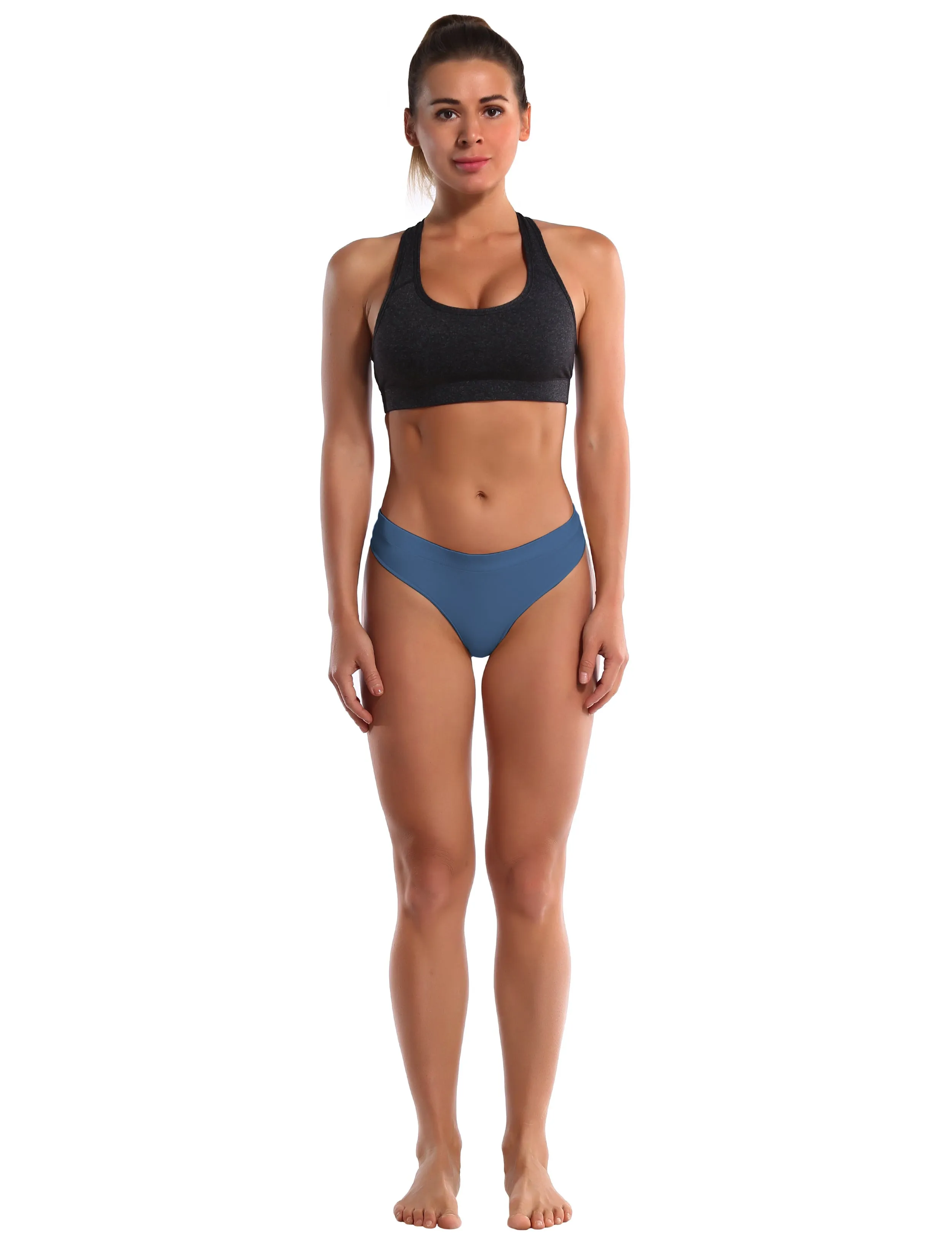 Seamless Sports Thongs Underwear darknavy_Gym