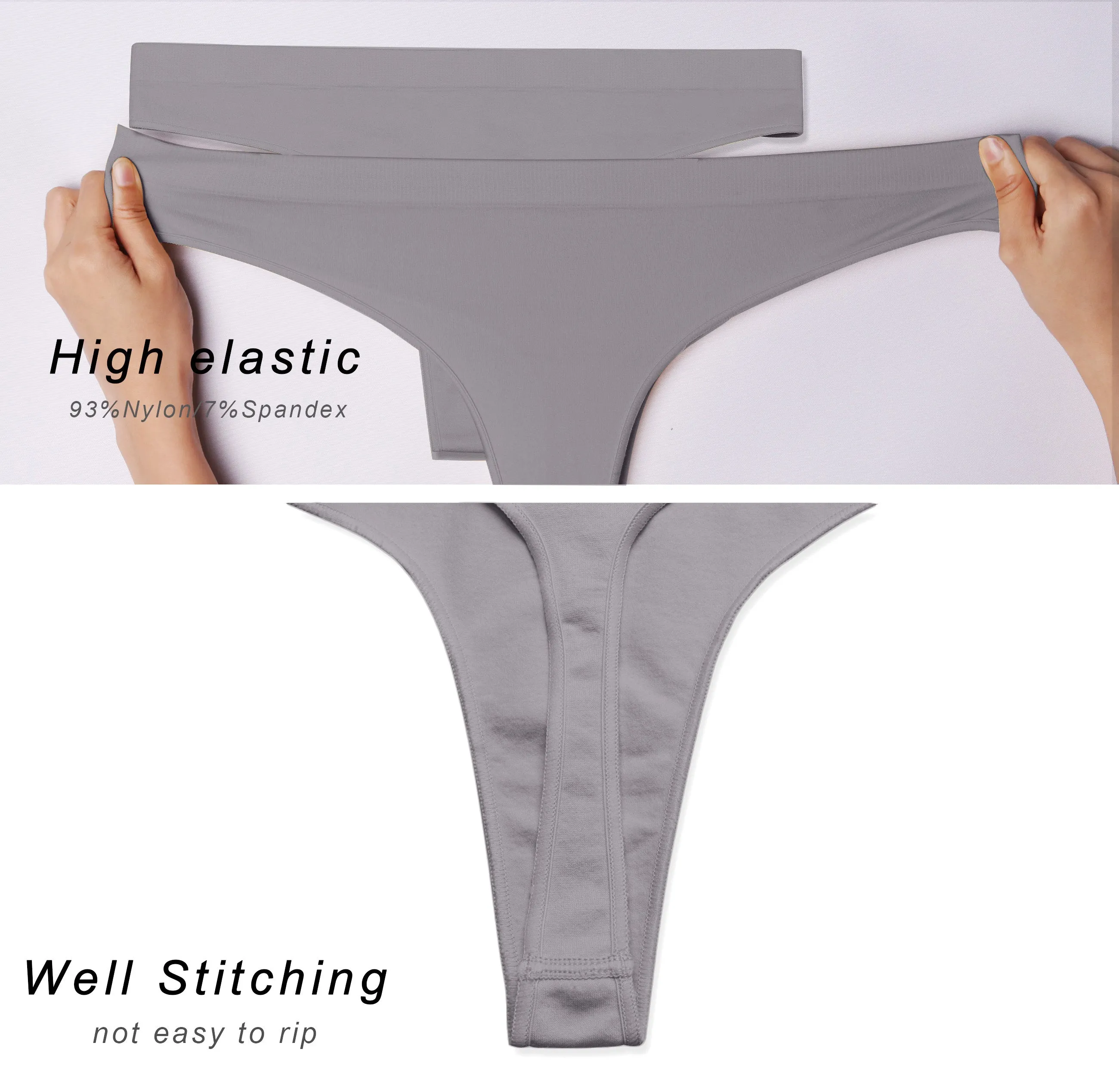 Seamless Sports Thongs Underwear gray_Pilates