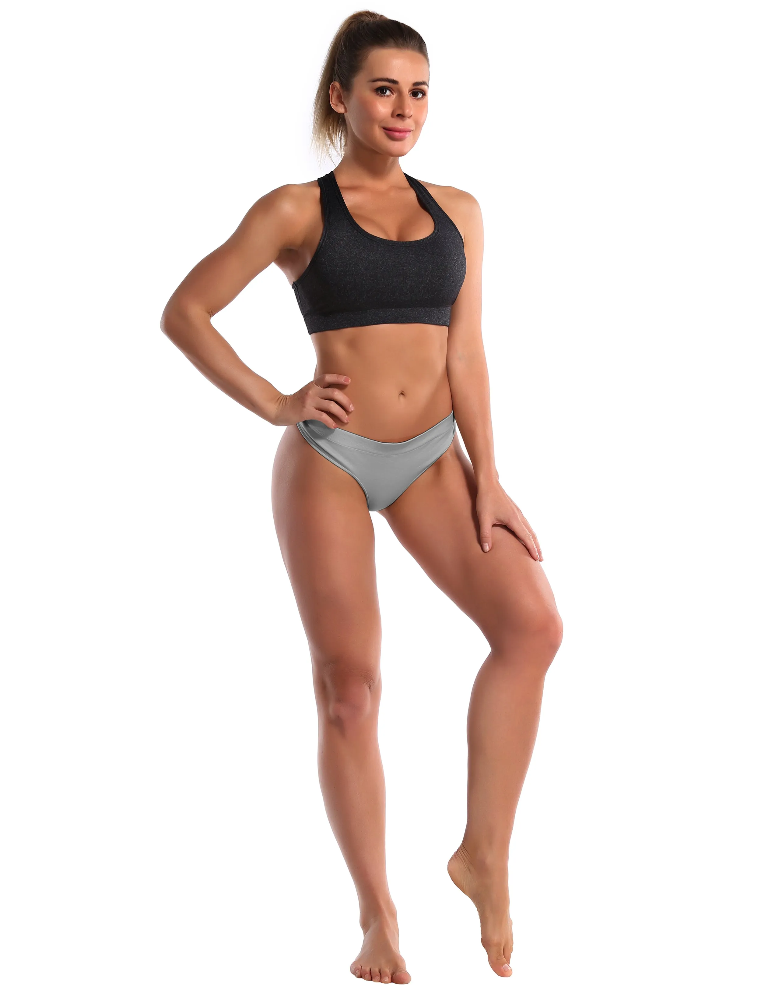 Seamless Sports Thongs Underwear gray_Pilates