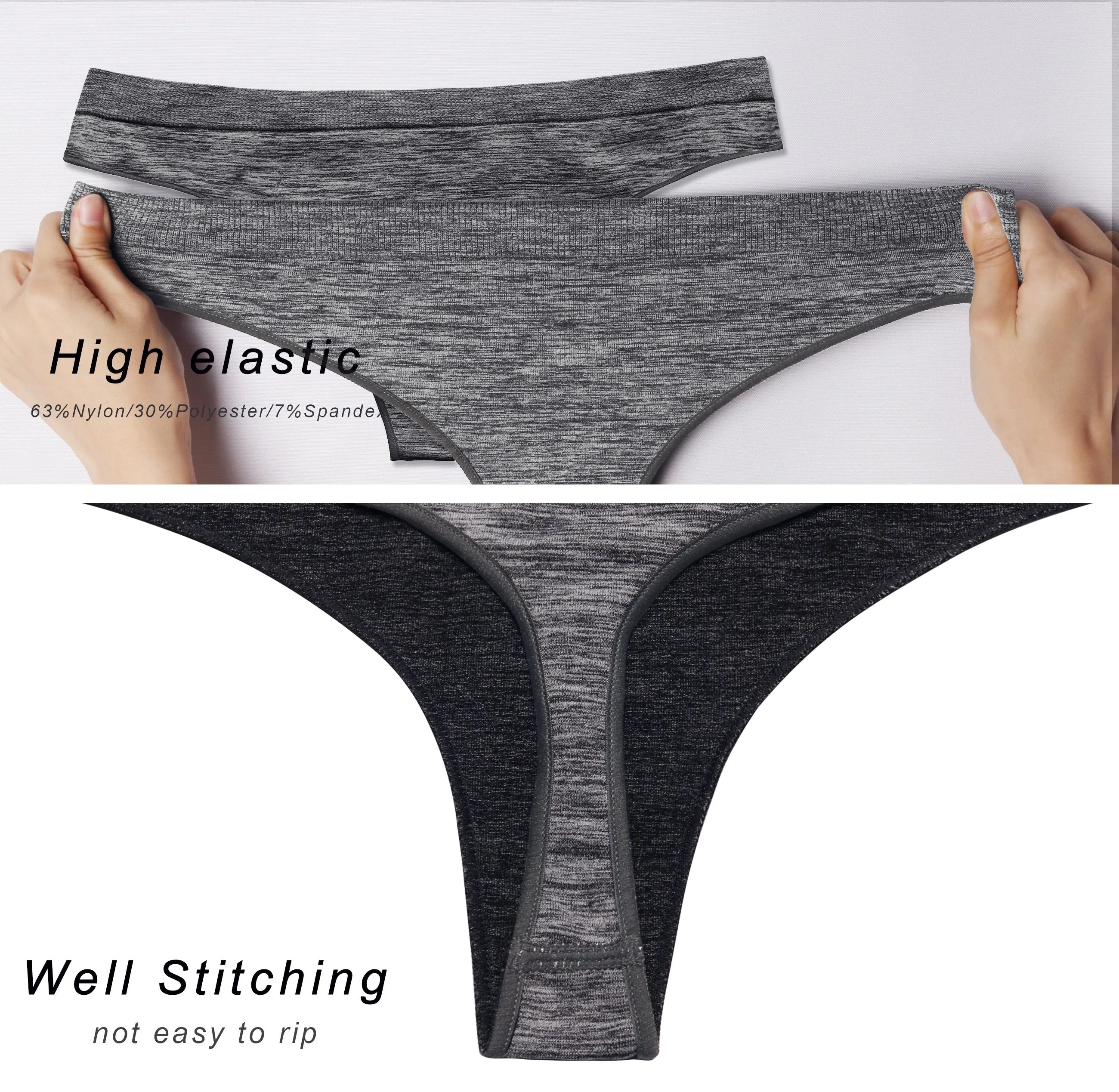 Seamless Sports Thongs Underwear heathercharcoal ins_Running