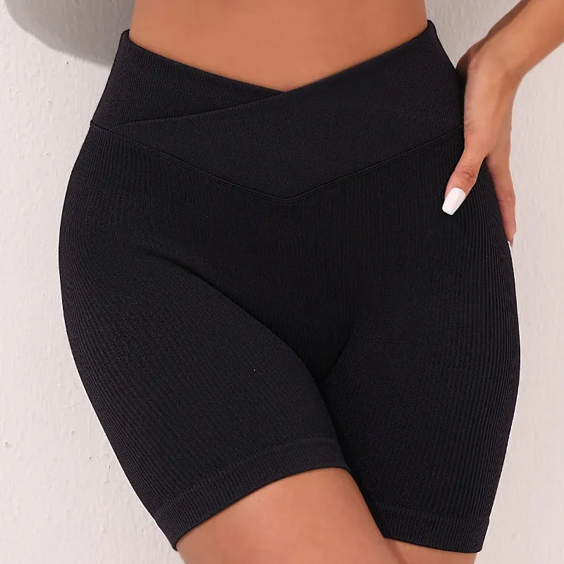 Seamless Thread Yoga Suit activewear Backless Cross Over Bra Sports Vest High Waist Butt Lift Cross Over Shorts Leggings Jumpsuit for Women