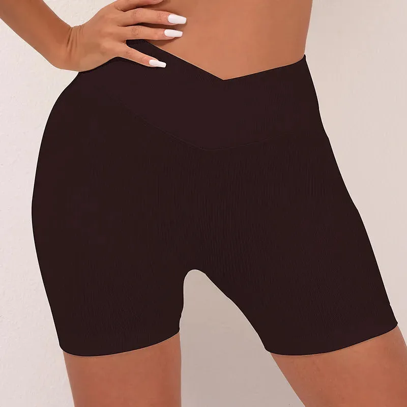 Seamless Thread Yoga Suit activewear Backless Cross Over Bra Sports Vest High Waist Butt Lift Cross Over Shorts Leggings Jumpsuit for Women