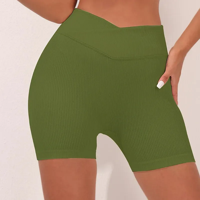 Seamless Thread Yoga Suit activewear Backless Cross Over Bra Sports Vest High Waist Butt Lift Cross Over Shorts Leggings Jumpsuit for Women