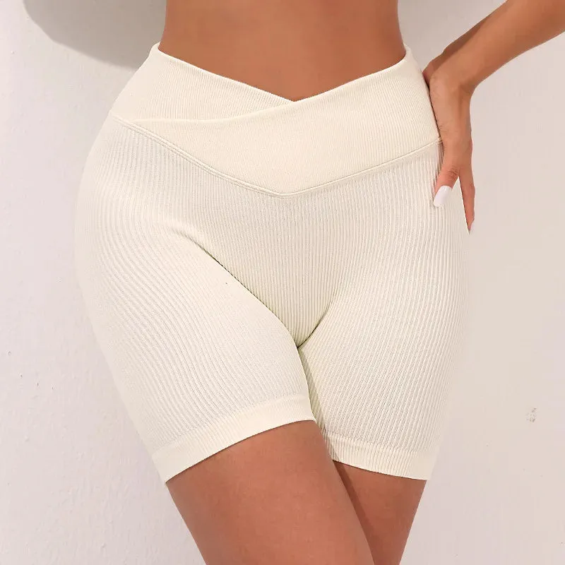 Seamless Thread Yoga Suit activewear Backless Cross Over Bra Sports Vest High Waist Butt Lift Cross Over Shorts Leggings Jumpsuit for Women