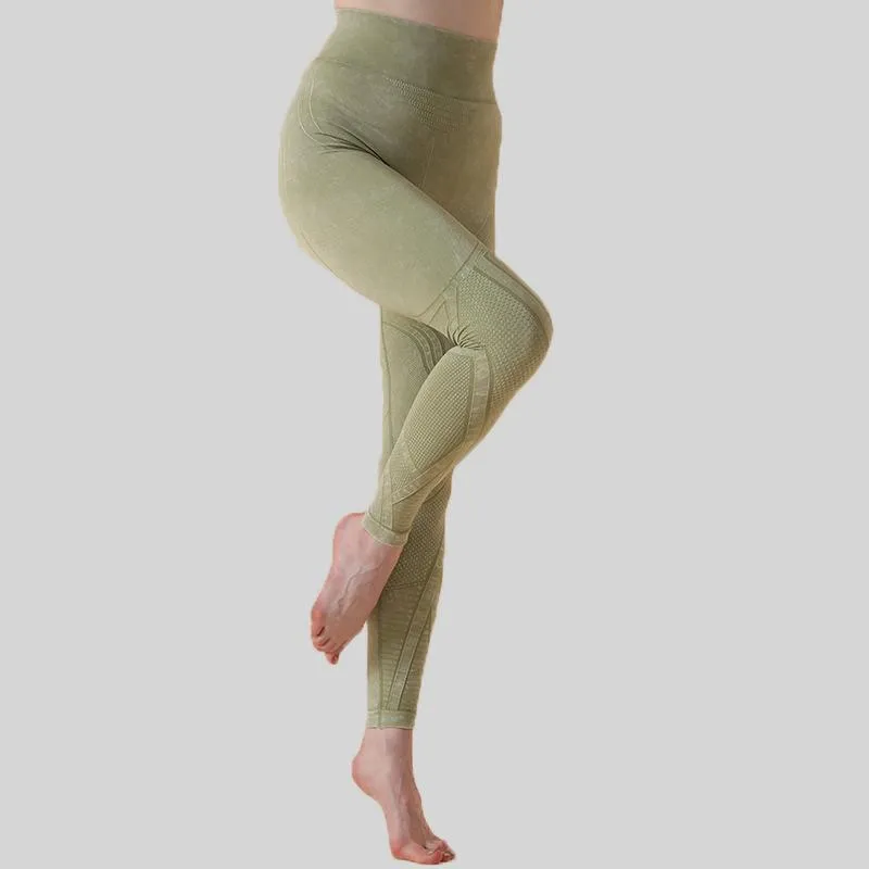 Seamless washing pattern sports tights women's high waist hip bodybuilding yoga pants fitness