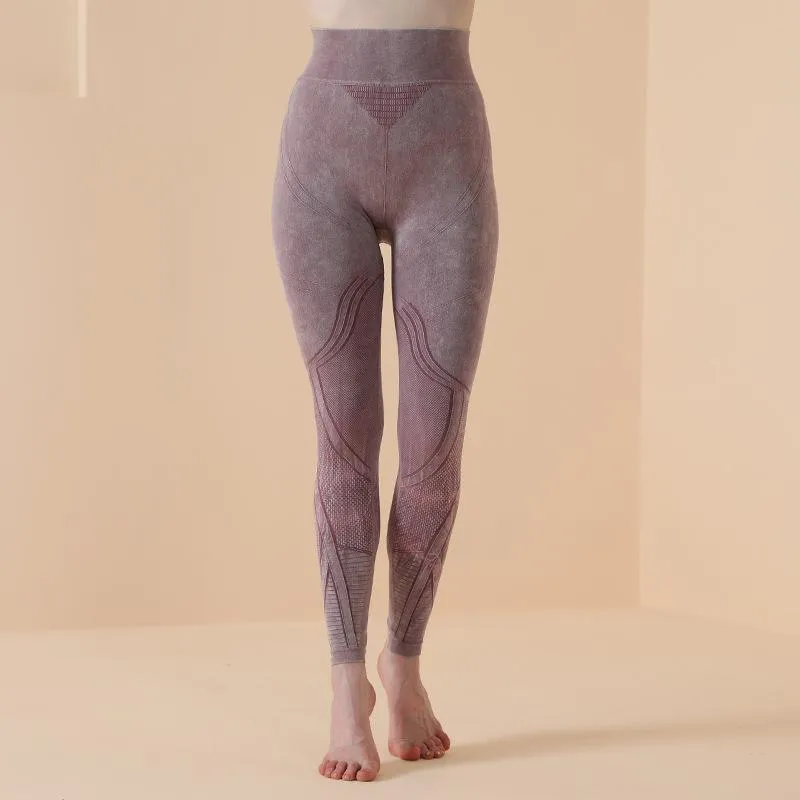 Seamless washing pattern sports tights women's high waist hip bodybuilding yoga pants fitness