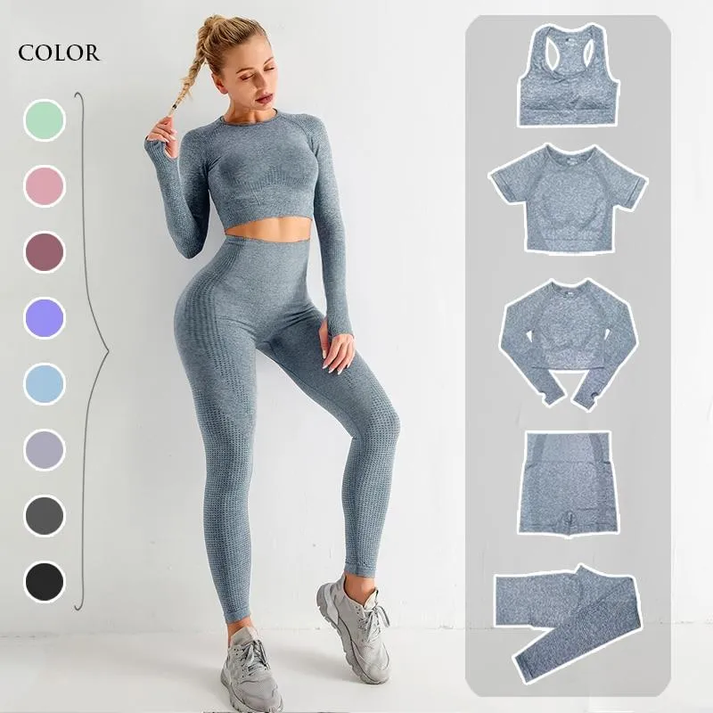 Seamless Yoga Set Fitness Sports Set ( 5 Piece )