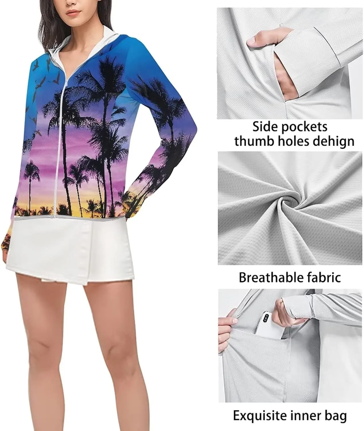 SEANATIVE Athletic Jacket for Women Lightweight Quick Dry Outdoor Running Hiking Shirts Summer Sun Protection Hoodie Top