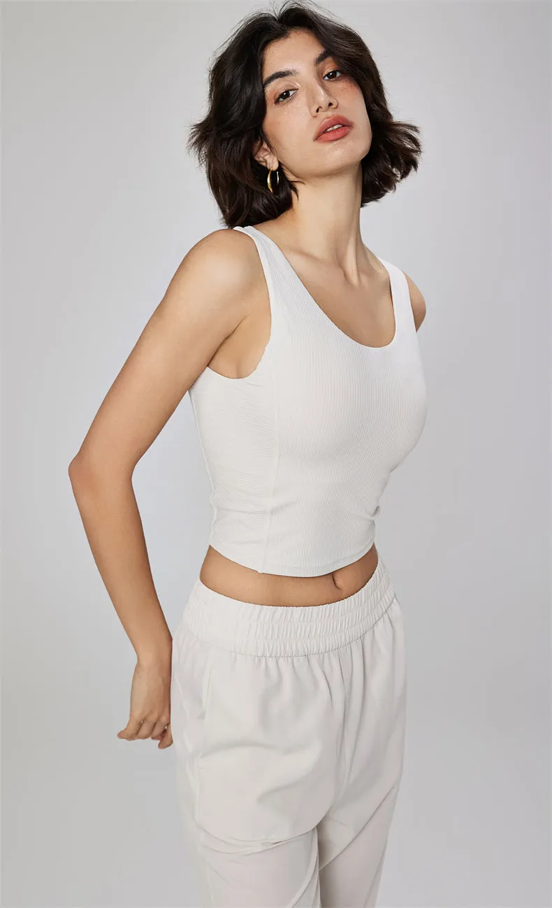 Selena Ribbed Open Back Tank Top