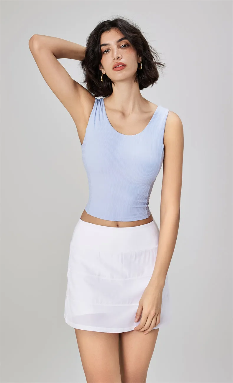 Selena Ribbed Open Back Tank Top