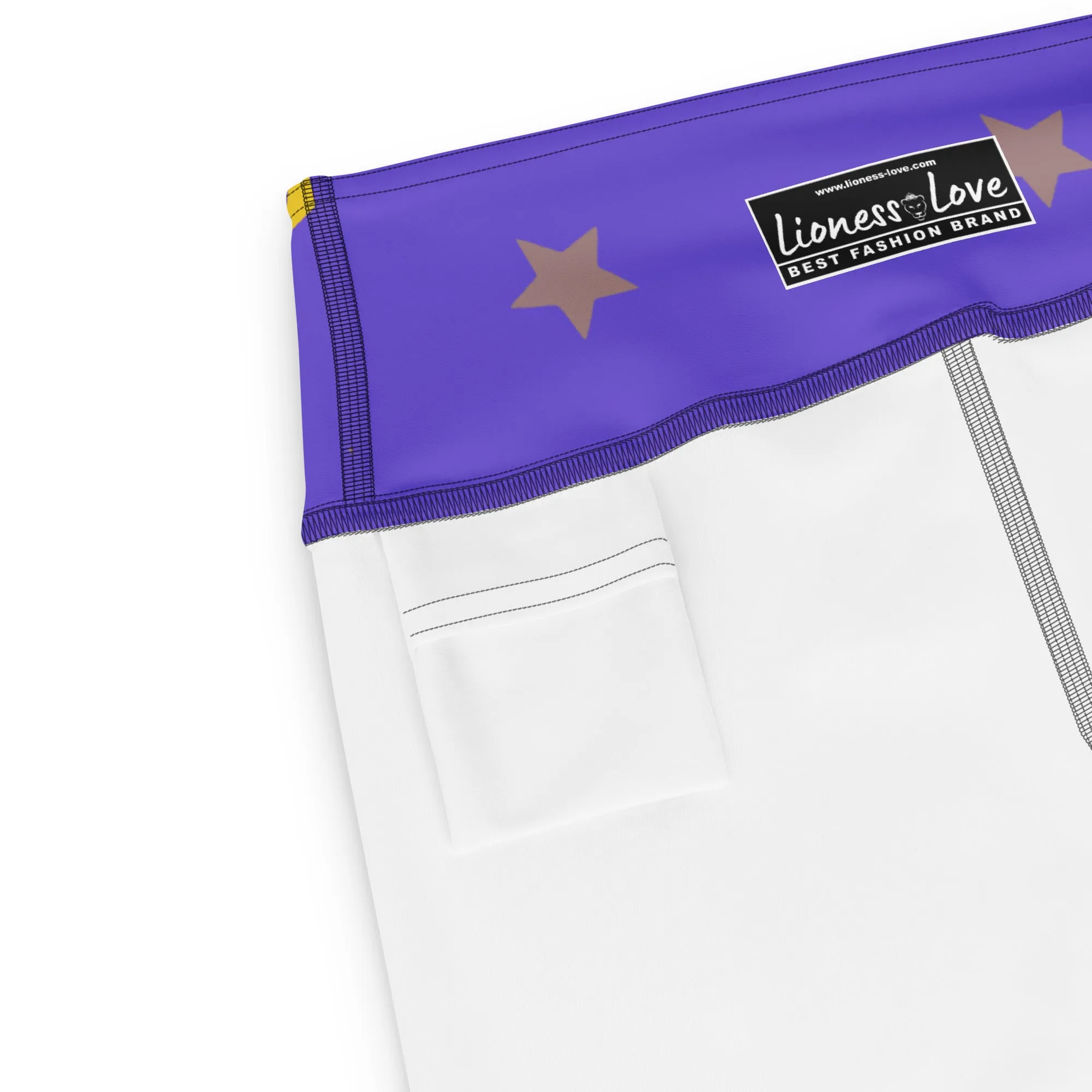 Shimmery Purple Stars Yoga Capri Leggings | Activewear Capri Leggings, lioness-love
