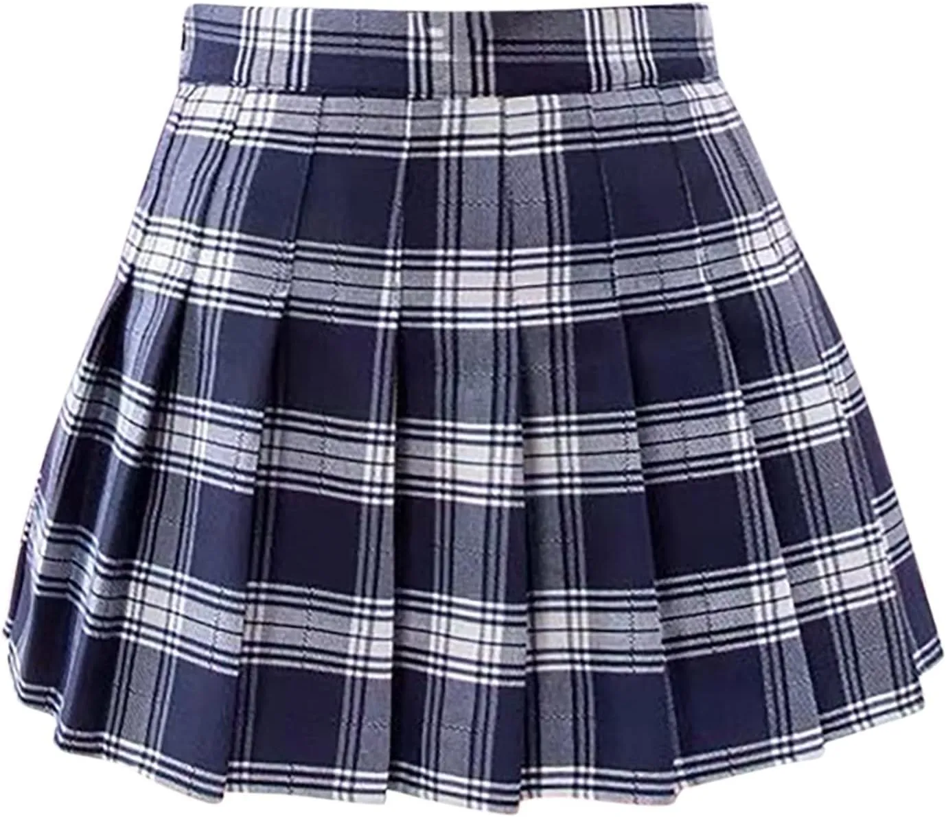 Skirts for Women High Waist Chain A-Line Skirt High Waist Check Pleated Fairy Mini Skirt Skater School Tennis