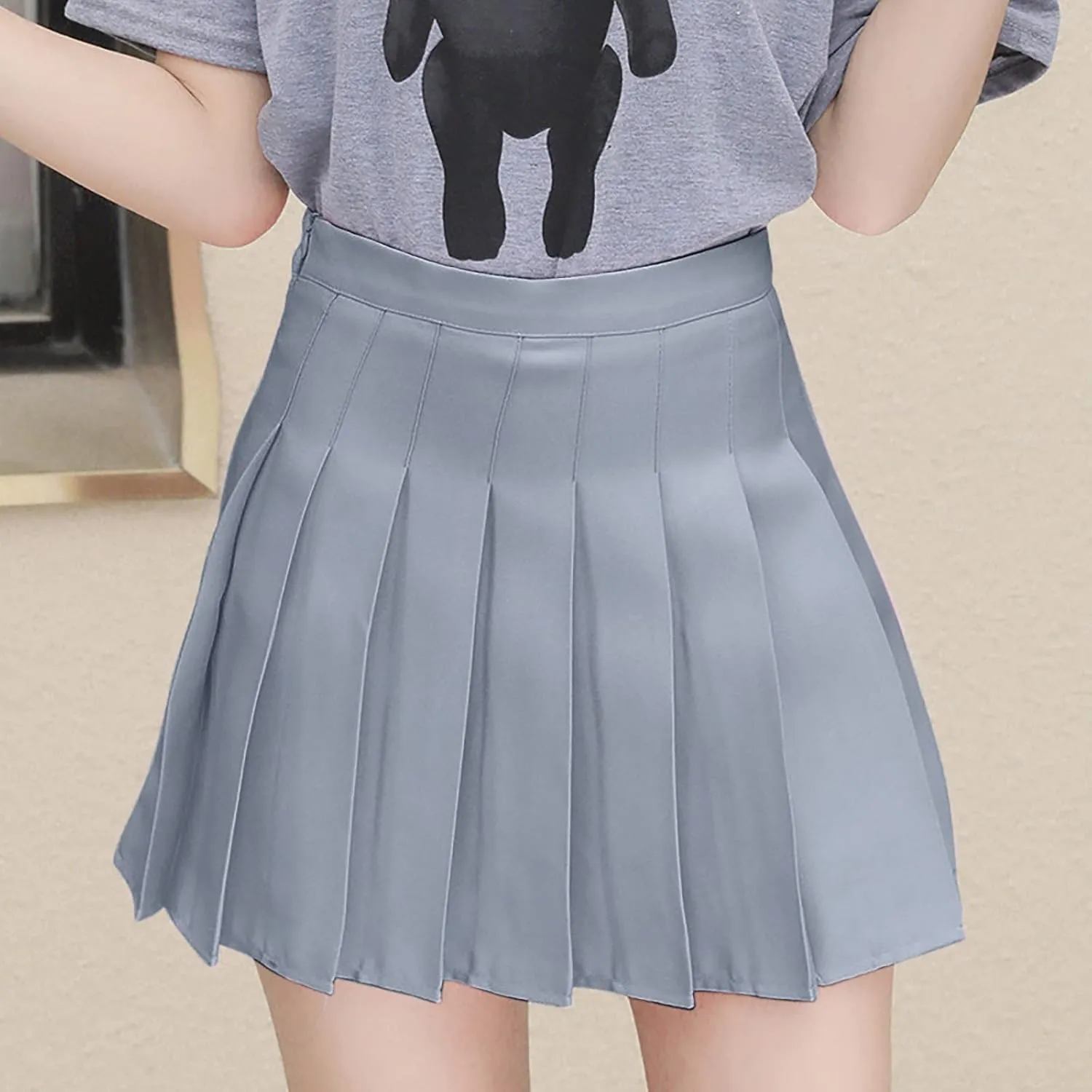 Skirts for Women High Waist Chain A-Line Skirt High Waist Check Pleated Fairy Mini Skirt Skater School Tennis
