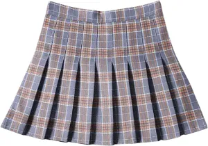 Skirts for Women High Waist Chain A-Line Skirt High Waist Check Pleated Fairy Mini Skirt Skater School Tennis