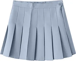 Skirts for Women High Waist Chain A-Line Skirt High Waist Check Pleated Fairy Mini Skirt Skater School Tennis