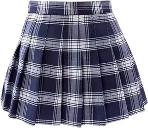 Skirts for Women High Waist Chain A-Line Skirt High Waist Check Pleated Fairy Mini Skirt Skater School Tennis