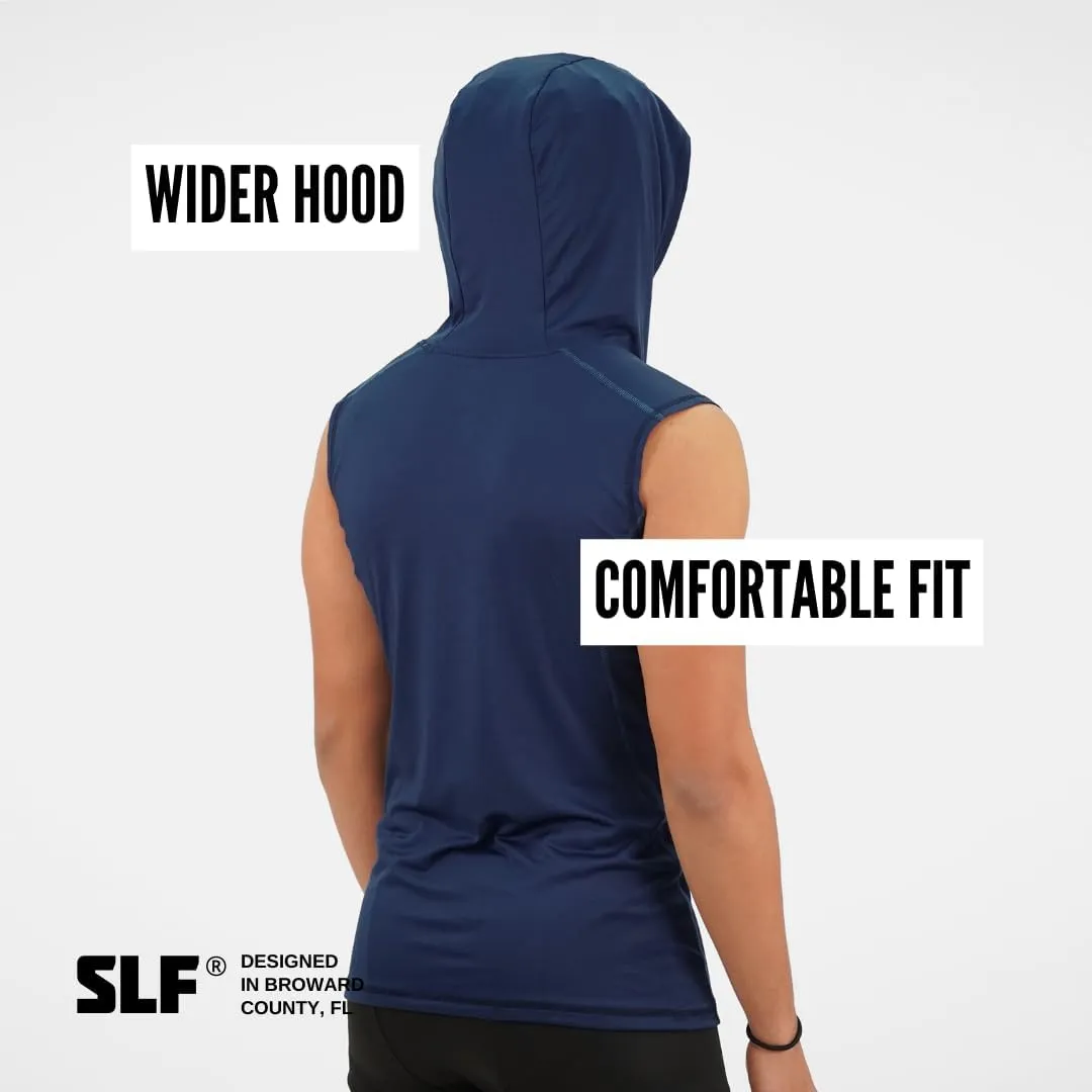 SLEEFS Sleeveless Compression Hoodie - Workout Top Tank for Men - Breathable Muscle Shirt - Quick Dry