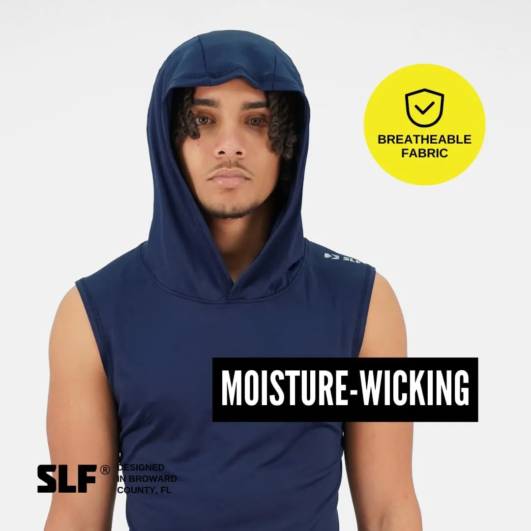 SLEEFS Sleeveless Compression Hoodie - Workout Top Tank for Men - Breathable Muscle Shirt - Quick Dry