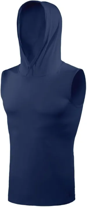 SLEEFS Sleeveless Compression Hoodie - Workout Top Tank for Men - Breathable Muscle Shirt - Quick Dry