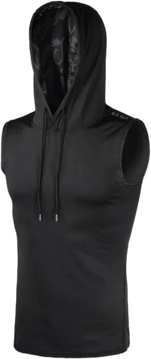 SLEEFS Sleeveless Compression Hoodie - Workout Top Tank for Men - Breathable Muscle Shirt - Quick Dry