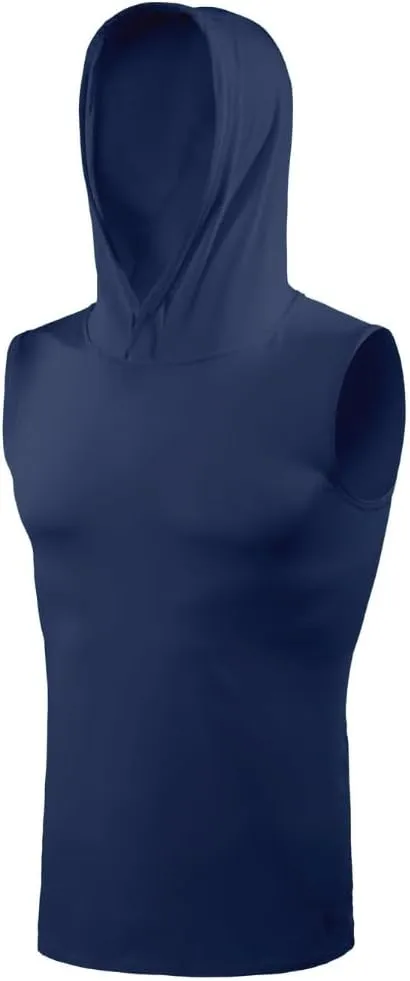 SLEEFS Sleeveless Compression Hoodie - Workout Top Tank for Men - Breathable Muscle Shirt - Quick Dry