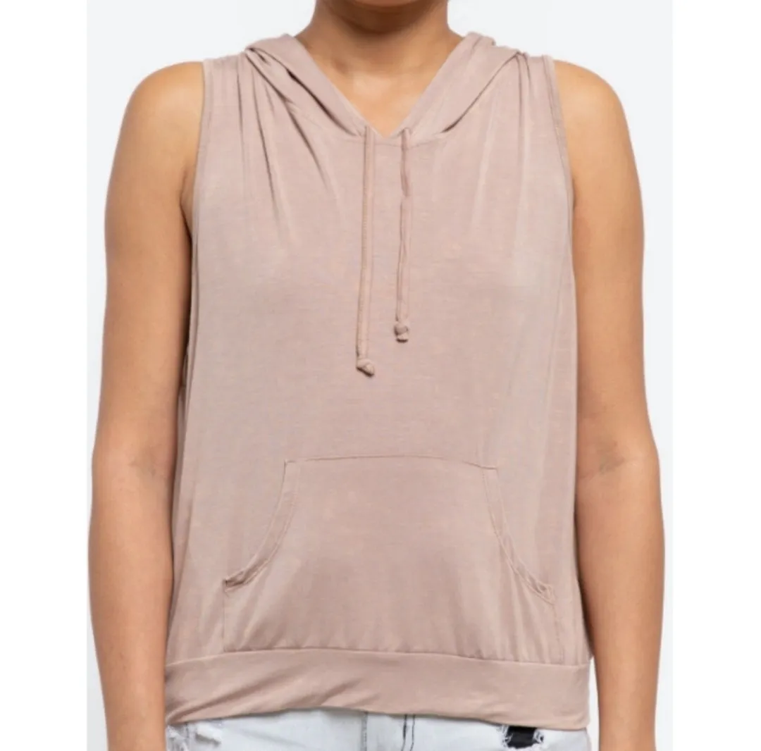 Sleeveless Jersey Hoodie