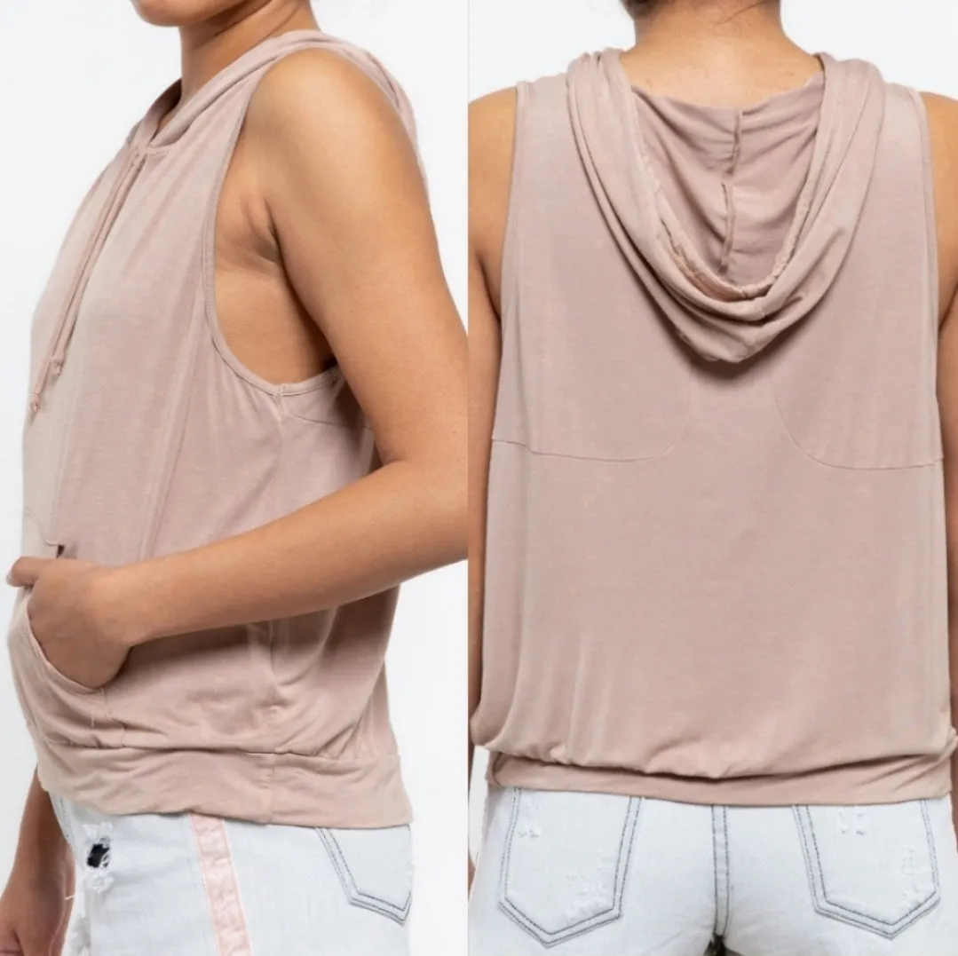 Sleeveless Jersey Hoodie