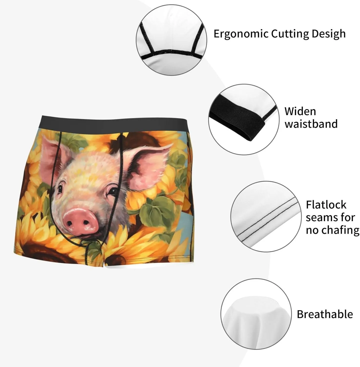 Smiling Men's Boxer Briefs Soft Breathable Underwear Stretch Moisture-Wicking Trunks Tagless
