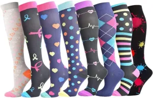 Solid Half-Cushion Compression Socks For Women Socks Running Cotton Compression Socks For Women 15 Mmhg Compression
