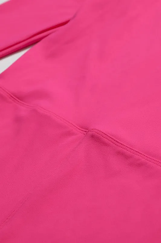 Solid Zippered Long-Sleeved Sports Jumpsuit