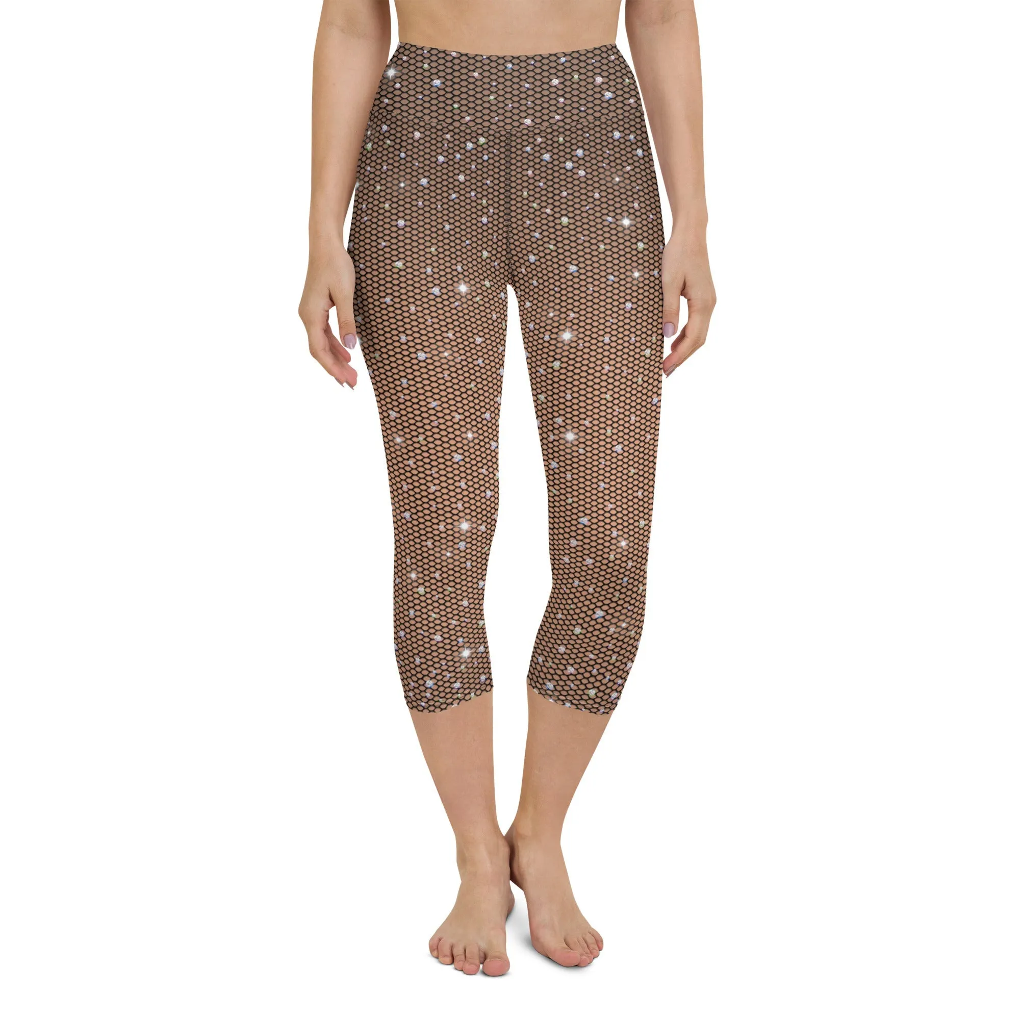 Sparkle Fishnet Print Yoga Capris
