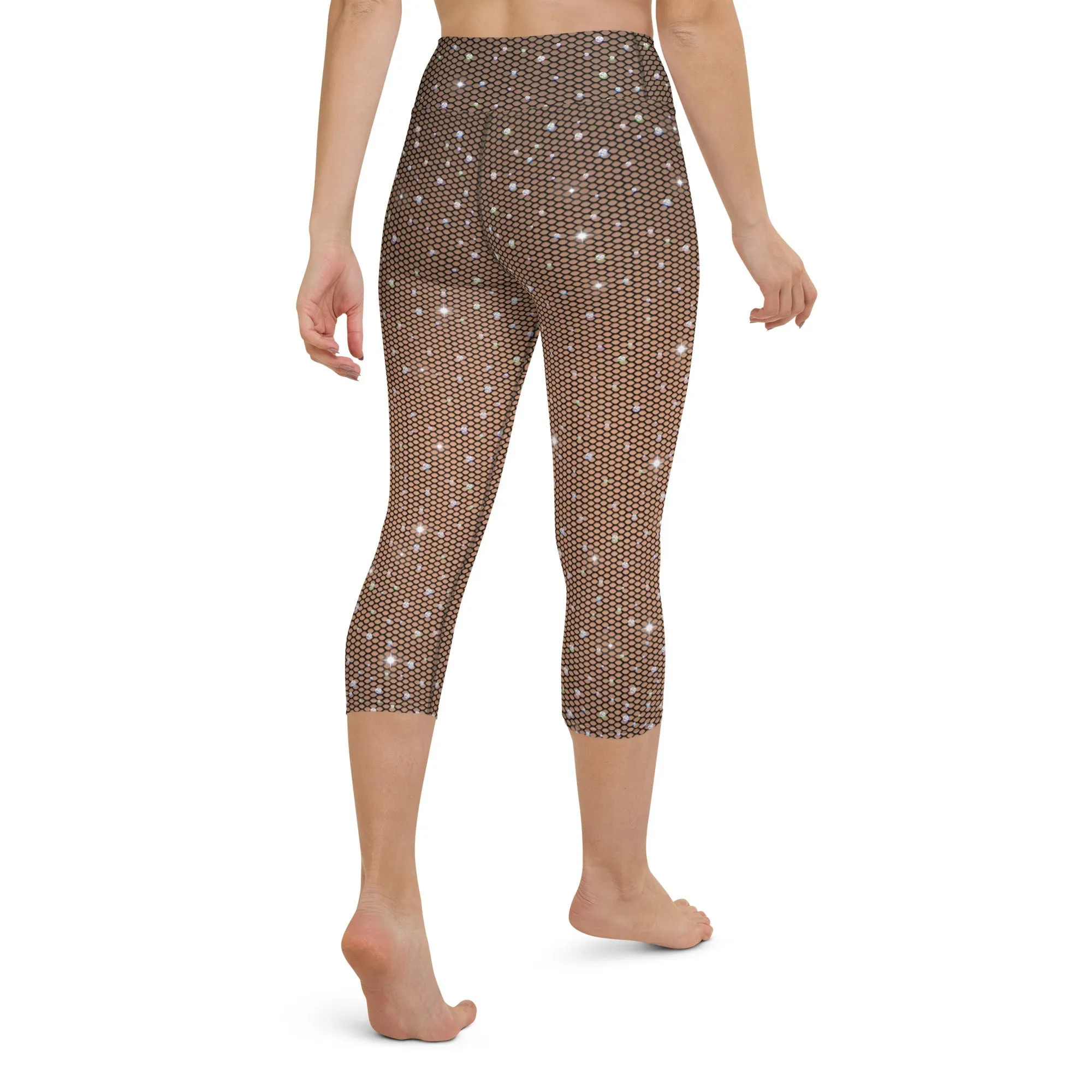 Sparkle Fishnet Print Yoga Capris